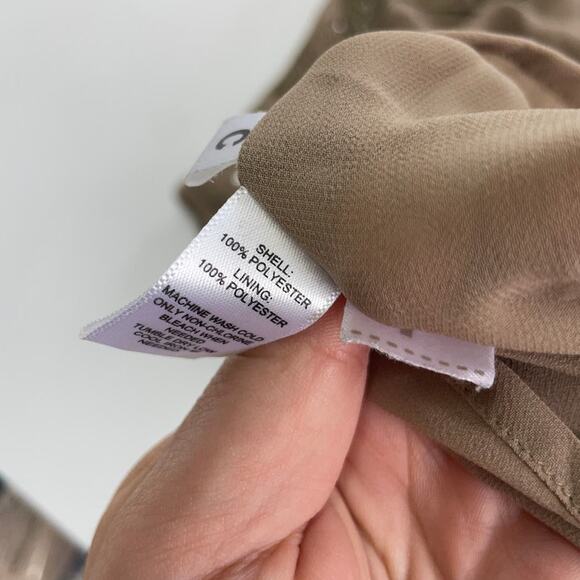 Ann Taylor LOFT Top Womens Small Brown Green Beaded Blouse Preppy - Picture 4 of 7